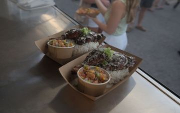yellowfin tuna nachos and Huli Huli chicken 